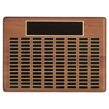 22" x 30"/Plates 7/8" x 2 3/4" American Walnut 144 Plate Perpetual Plaque with Black Brass Plated Steel Plates