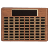 Walnut 144 Plate Perpetual Plaque with Black Brass 22" x 30"/Plates 7/8" x 2 3/4" American Plated Steel Plates