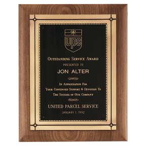 11" x 14" American Walnut Plaque with Antique Bronze Casting & High Quality Phoenix Frame Casting