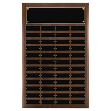 Walnut 48 Plate Perpetual Plaque with Black Brass 16" x 24"/Plates 1" x 3 1/4" American Plates
