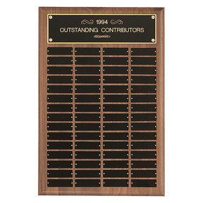 16" x 24"/Plates 1" x 3 1/4" American Walnut 60 Plate Perpetual Plaque with Black Brass Plates