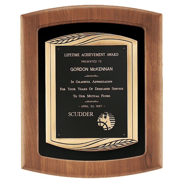 14" x 17" American Walnut Frame with Black Velour Background and Back Laser Engravable Plate in an Antique Bronze Finished Frame Casting