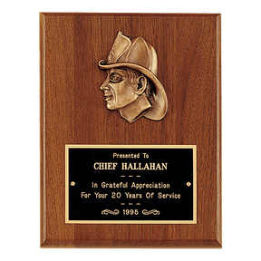 8" x 10" American Walnut Plaque with Firefighter Relief and Black Brass Plate