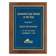 9" x 12" American Walnut Step Edge Plaque with a Gold Border Sapphire Marble LaserFX Plate