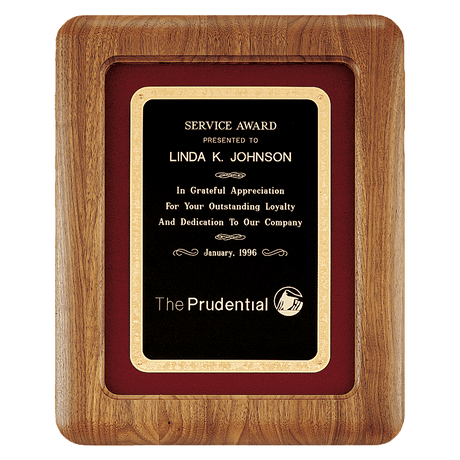 Walnut Airflyte Frame w/Maroon Velour & Black 12" x 15" American Florentine LaserFX Plate