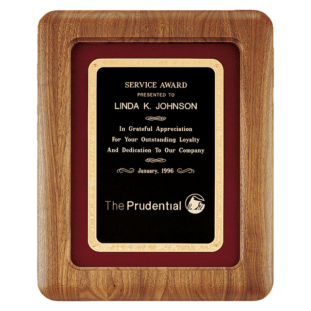 Walnut Airflyte Frame w/Maroon Velour & Black 12" x 15" American Florentine LaserFX Plate