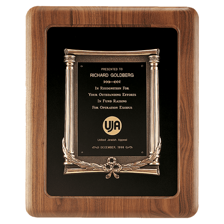 14" x 17" American Walnut Frame w/Black Back/Antique Bronze Cast Frame/Black Brass Plate