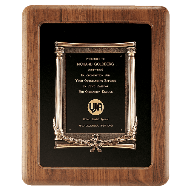 14" x 17" American Walnut Frame w/Black Back/Antique Bronze Cast Frame/Black Brass Plate