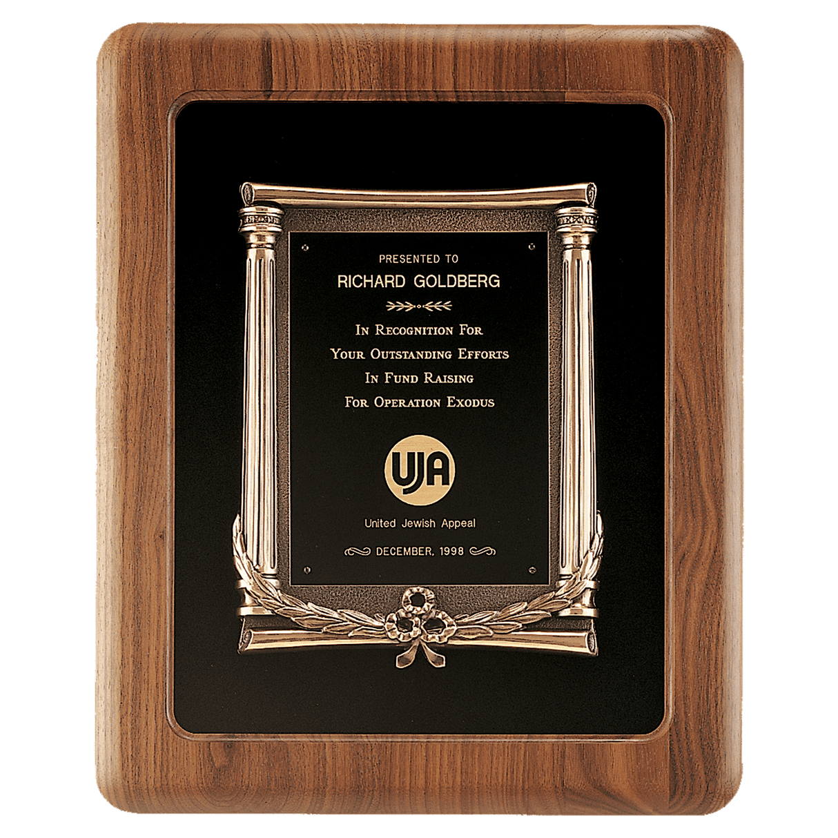 Walnut Frame w/Black Back/Antique Bronze Cast Frame/Black Brass 14" x 17" American Plate