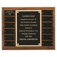 12" x 15"/Plates 1 1/2" x 3" American Walnut 12 Plate Perpetual Plaque with Black Brass Plates