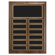 9" x 12"/Plates 1" x 3 1/4" Walnut Step-Edge 12 Plate Perpetual Plaque with Black Brass Plate