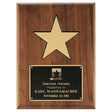 9" X 12" Gold Aluminum Star on a Solid Walnut Plaque with Black Recessed Area and Black LaserFX Plate