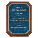 Walnut Plaque with Gold 2 8" x 10 1/2" American Border Sapphire Marble LaserFX Plate
