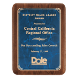 Walnut Plaque with Gold 8" x 10 1/2" American Border Sapphire Marble LaserFX Plate