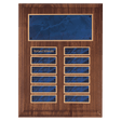 9" x 12" American Walnut 12 Plate Perpetual Plaque with Sapphire Marble Brass Plates