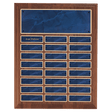 12" x 15"/Plates 1" x 3 1/4" American Walnut 24 Plate Perpetual Plaque with Sapphire Marble Brass Plates