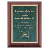 Cherry Finish Plaque with Emerald Marble Gold 9" x 12" Hand Rubbed Border LaserFX Plate