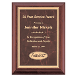 Cherry Finish Plaque with Ruby Marble Gold 8" x 10" Hand Rubbed Border LaserFX Plate