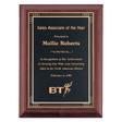 Cherry Finish Plaque with Black Gold 8" x 10" Hand Rubbed Florentine Border LaserFX Plate