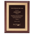 11" x 14" Hand Rubbed Cherry Finish Plaque with Black Laserable Brass Plate on a Gold Embossed Back Plate