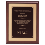 Cherry Finish Plaque with Black Laserable Brass Plate on a Gold 11" x 14" Hand Rubbed Embossed Back Plate