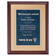 11" x 14" Hand Rubbed Cherry Finish Plaque with a Sapphire Gold Border Florentine LaserFX Plate on an Gold Embossed Back Plate