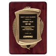 11" x 15" Rosewood Piano Finish Plaque w/Antique Bronze Scroll Frame and Black Brass Plate