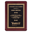 7" x 9" Airflyte Premium Rosewood Piano Finish Plaque with Gold Border Black Laserable Brass Plate