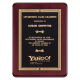 Rosewood Piano Finish Plaque with Gold Border Black Laserable Brass 2 9" x 12" Airflyte Premium Plate