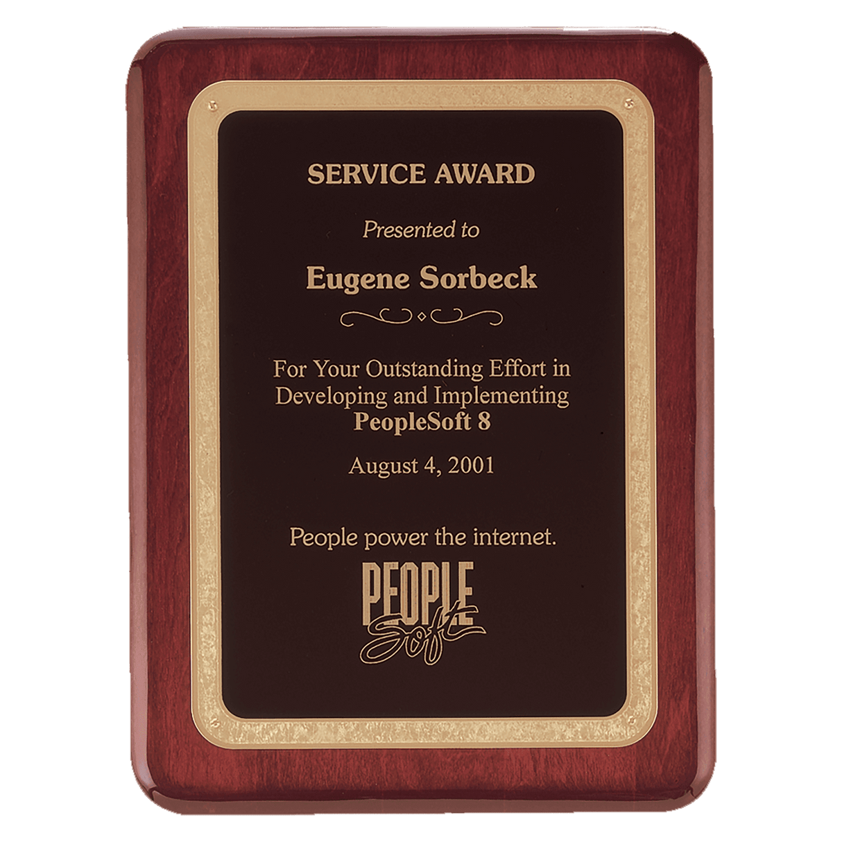 7" x 9" Rosewood Piano Finish Plaque with Black/Gold Florentine Design LaserFX Plate