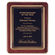 10 1/2" x 13" Rosewood Piano Finish Plaque w/Bronze Finish Cast Frame and Black Brass Plate