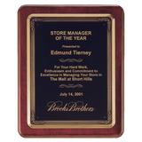 Rosewood Piano Finish Plaque w/Bronze Finish Cast Frame and Black Brass 10 1/2" x 13" Plate
