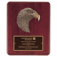 8" X 10 1/2" Rosewood Piano Finish Plaque with Finely Detailed Bronze Eagle Head Casting with Black Laserable Brass Plate