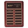 9" x 12" Rosewood Piano Finish 12 Perpetual Plates Plaque with Laserable Black Brass Plates