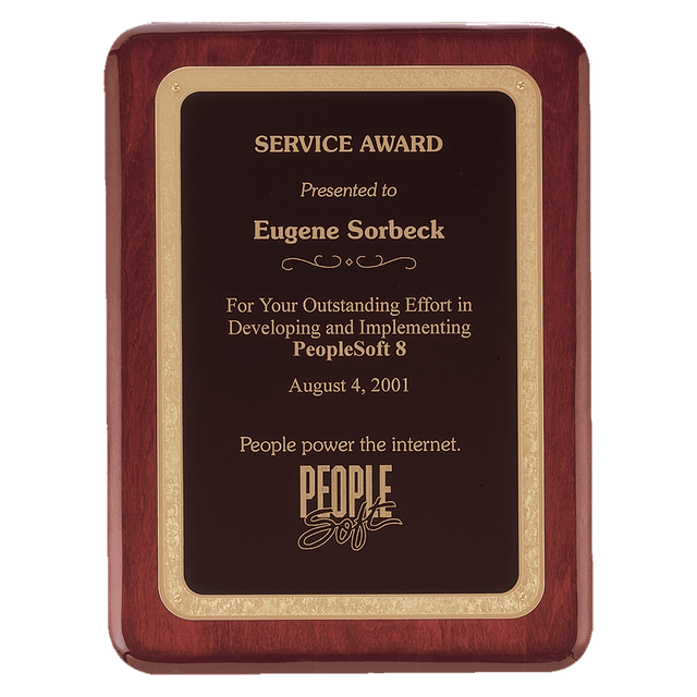 12" x 15" Rosewood Piano Finish Plaque with Black/Gold Florentine Design LaserFX Plate