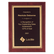8" x 10" Airflyte Premium Rosewood Piano Finish Plaque with Gold Florentine Border Black LaserFX Plate