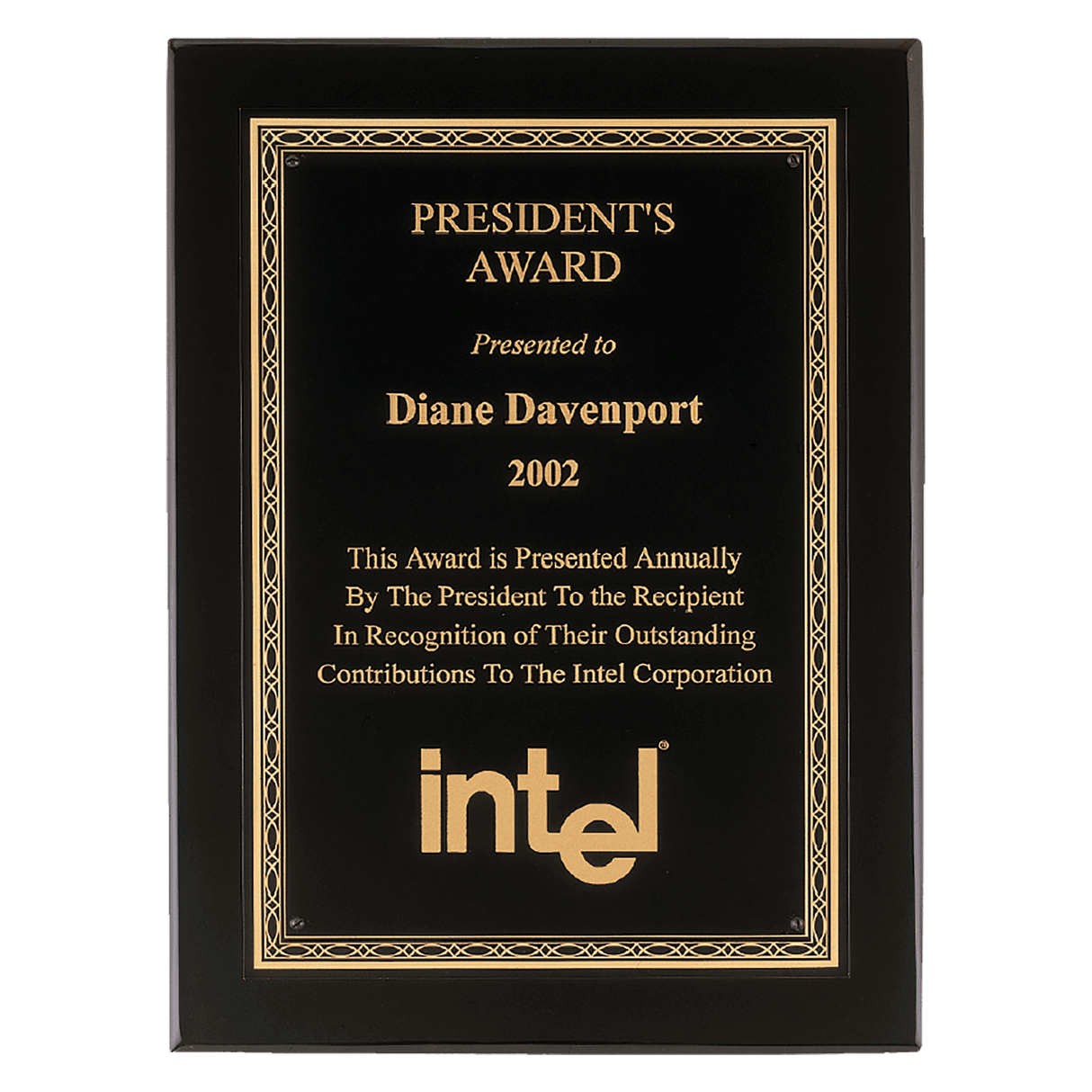 9" x 12" Airflyte Premium Black Piano Finish Plaque with Gold Florentine Border Laserable Black Brass Plate