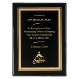 Black Piano Finish Plaque with Gold 7" x 9" Airflyte Premium Florentine Border LaserFX Plate