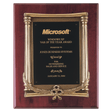 10 1/2" x 13" Rosewood Piano Finish Plaque, Antique Bronze Frame Casting, Black Brass Plate