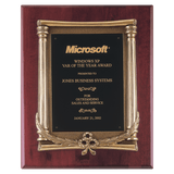 Rosewood Piano Finish Plaque, Antique Bronze Frame Casting, Black Brass 10 1/2" x 13" Plate