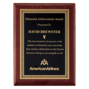 Rosewood Piano Finish Plaque with Gold Border Black 9" x 12" Airflyte Premium LaserFX Plate