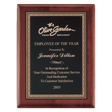 7" x 9" Airflyte Premium Rosewood Piano Finish Plaque with Gold Border Laserable Black Brass PLate