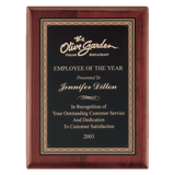 Rosewood Piano Finish Plaque with Gold Border Laserable Black Brass 7" x 9" Airflyte Premium PLate