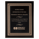 Black Piano Finish Plaque w/Black/Gold Embossed Back Plate & Black Brass 11" x 14" Plate