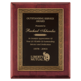 Rosewood Piano Finish Plaque w/Antique Bronze Cast Frame and Black Brass 11" x 14" Plate