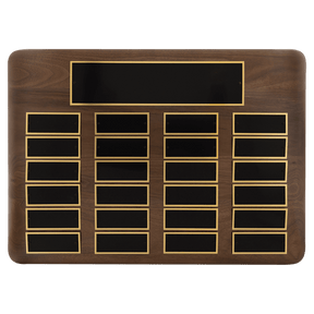 15" x 21"/Plates 1 1/2" x 3 3/4" American Walnut 24 Plate Perpetual Plaque with Black Brass Plates
