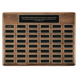 Walnut 36 Plate Perpetual Plaque with Black Brass 22" x 30"/Plates 1 1/2" x 3 3/4" American Plates