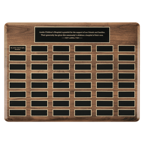 20" x 30"/Plates 1 1/2" x 3 3/4" American Walnut 48 Plate Perpetual Plaque with Black Brass Plates