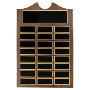 14" x 20"/Plates 1 1/2" x 3 3/4" American Walnut 24 Plate Perpetual Plaque with Black Brass Plates