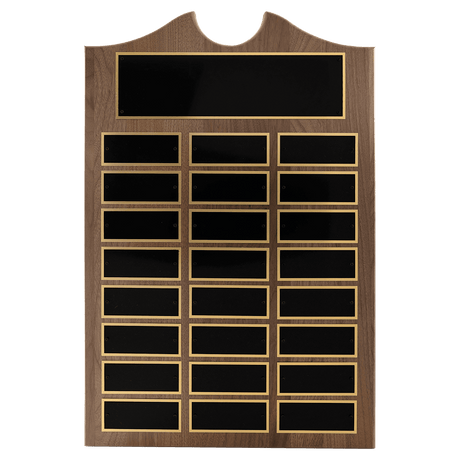 14" x 20"/Plates 1 1/2" x 3 3/4" American Walnut 24 Plate Perpetual Plaque with Black Brass Plates